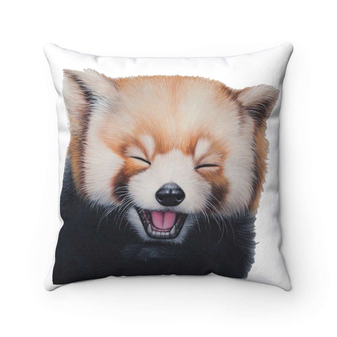 Smiling Red Panda Pillow Spun Polyester Square Pillow Etsy