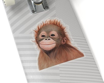Smiling Orangutan Kiss-Cut Sticker, Cheeky Primate Decal