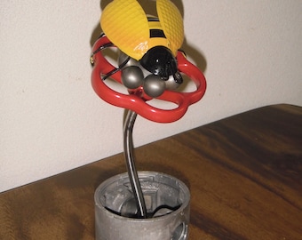 Metal Flower, metal bee, piston art, metal art