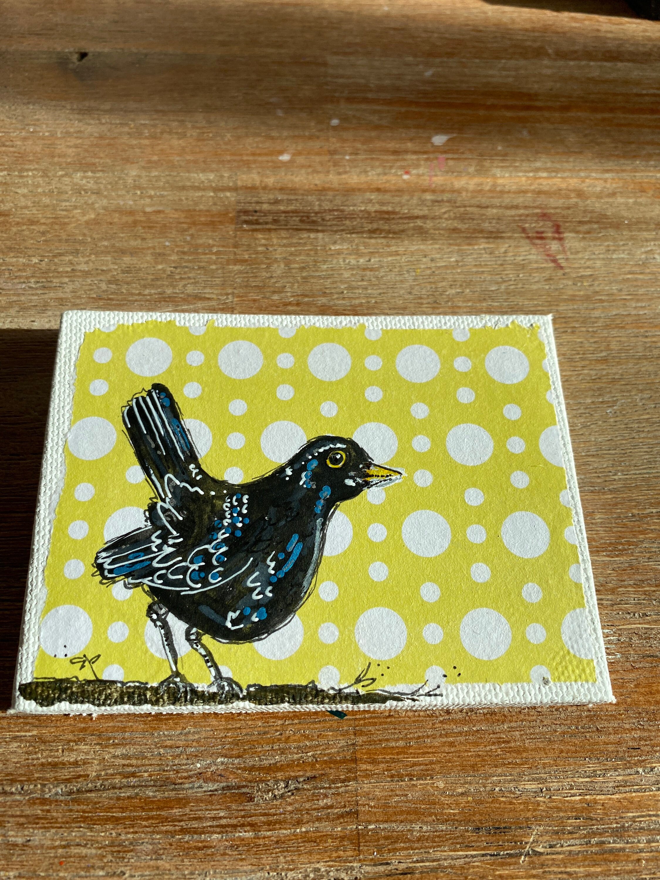 Blackbirds Blackbird Gifts Animal Art Blackbird on Canvas Etsy