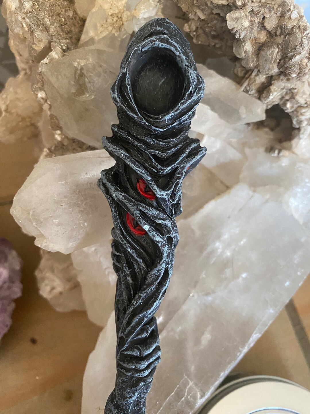 The Grim Reaper Resin Spell Casting Wand Nature Witch Wand Etsy