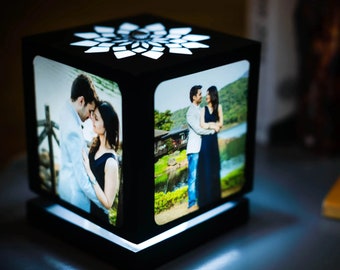 ZOC VOCI Anniversary Gift - Nostalgia Rotating Photo Lamp - 4 Pictures Best Personalized Gifting Ideas | 4 picture LED Photo Frame