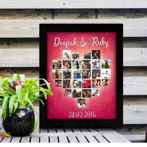 Marco de fotos de collage completo de corazón El mejor regalo para el aniversario