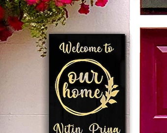 ZOCI VOCI Black Beauty Name Signage | Weatherproof Acrylic Body with Embossed Golden Fonts | Home Decor & Best Housewarming Gifts