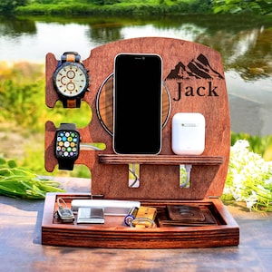 Custom Docking Station,Charging Station,Nightstand Organizer,Night stand, phone stand,Gift for husband,Gift for dad,Birthday gift,fo men