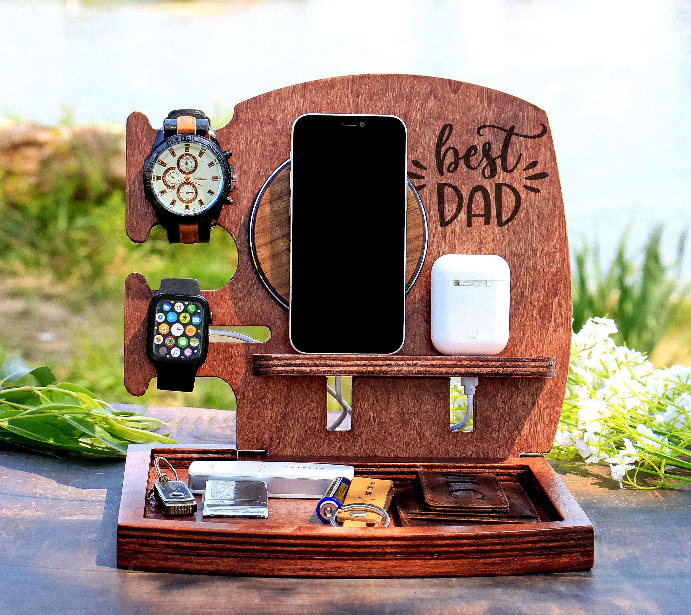 Docking station for men, Gift for Christmas , Gift for dad, Gift for him, Gift for husband, wood Docking station, Gift for boyfriend, Gift