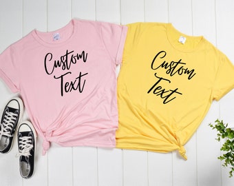 Personlig bomulls-T-shirt: Anpassad text-T-shirt