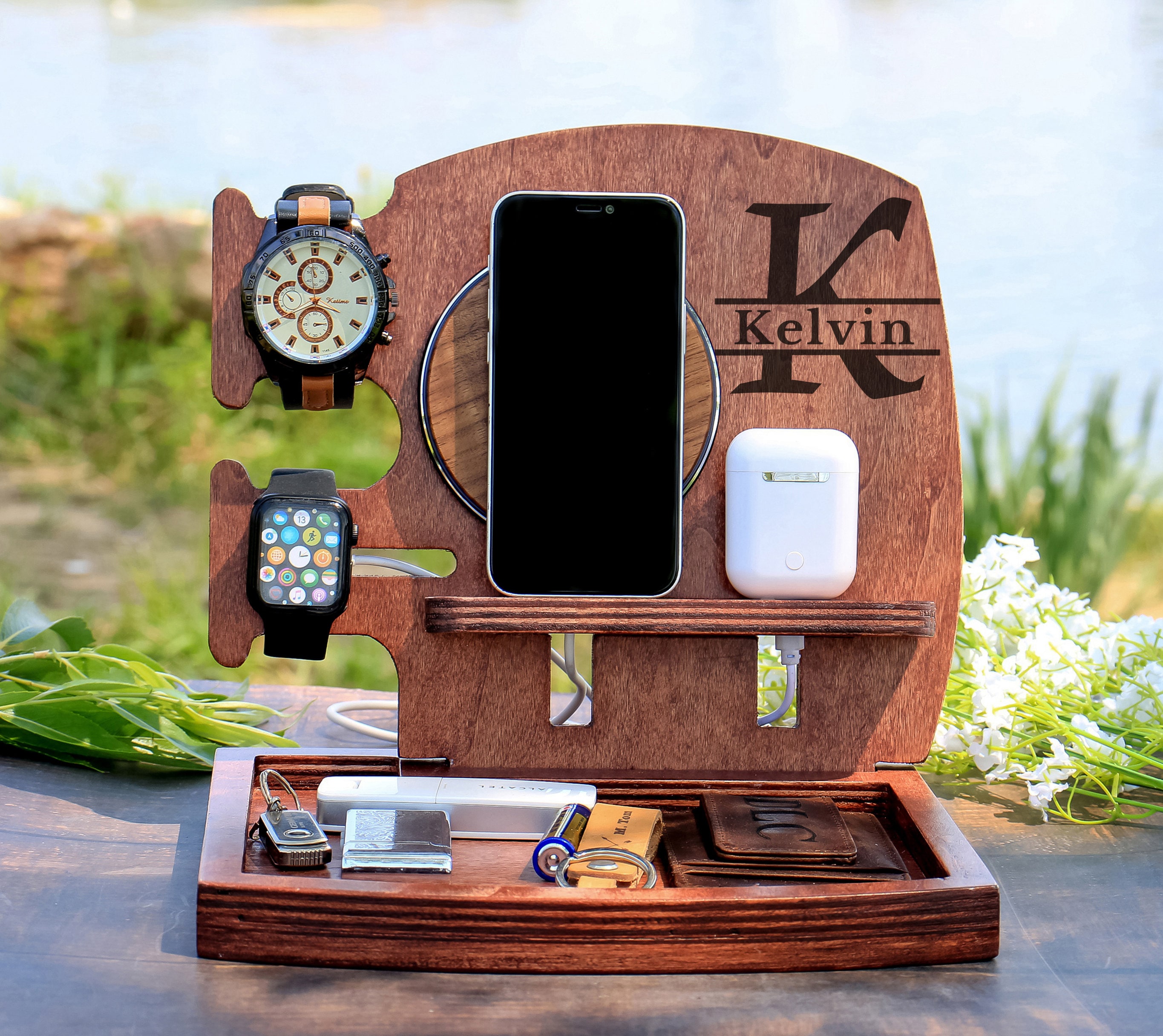Engraved Docking Station Guy Presents Mens Office Decor for Men Anniversary  Gifts for Boyfriend Technology Stand Mens Valentines Day Gift 