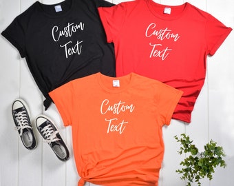 Personlig bomulls-T-shirt: Anpassad text-T-shirt