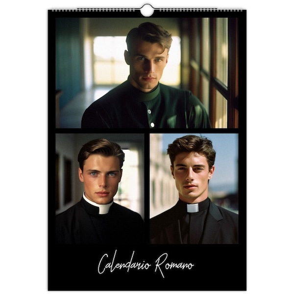 Calendario Romano Wall Calendar 2024 | Hot Priest Calendar | Gift Idea | Gift for Her | Birthday Gift | Christmas Gift | Gay Man Gift | A3 |