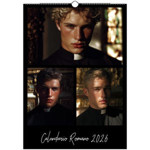 Calendario Romano Wall Calendar 2026 | Hot Priest Calendar | Gift Idea | Gift for Her | Birthday Gift | Christmas Gift | Gay Man Gift | A3 |