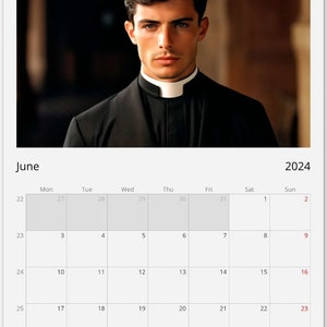 Calendario Romano Wall Calendar 2024 Hot Priest Calendar Gift Idea Gift for Her Birthday Gift Christmas Gift Gay Man Gift A3 image 8