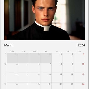 Calendario Romano Wall Calendar 2024 Hot Priest Calendar Gift Idea Gift for Her Birthday Gift Christmas Gift Gay Man Gift A3 image 10