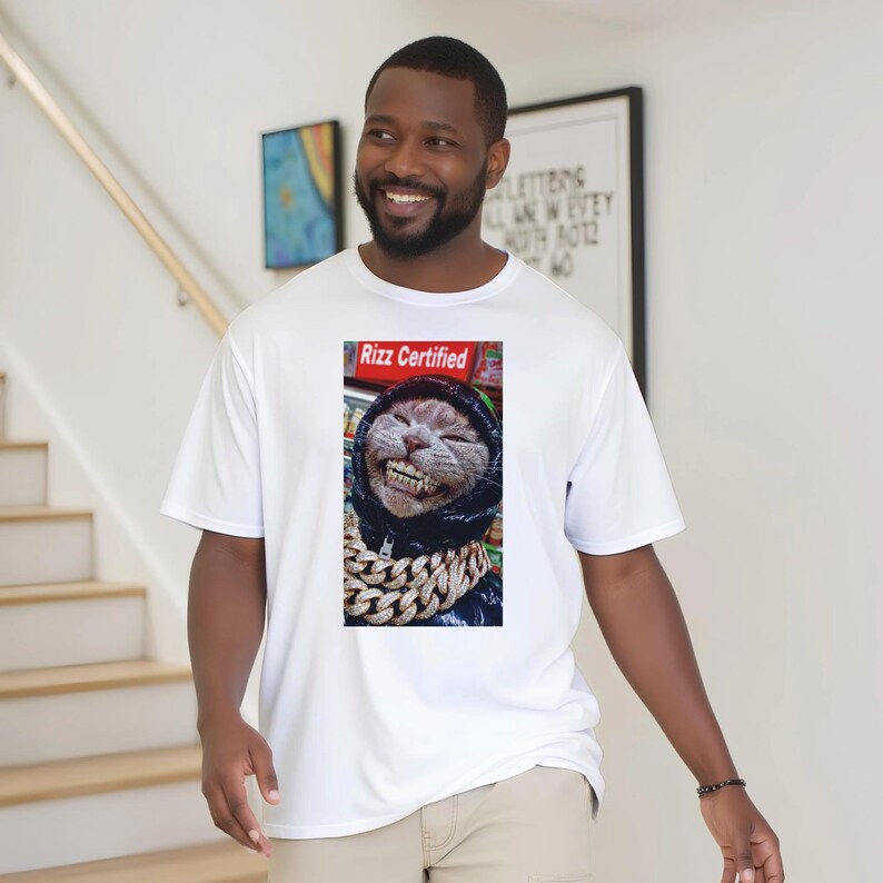 Rizz Certified Cat Unisex Crewneck 100% Cotton T-shirt image 3