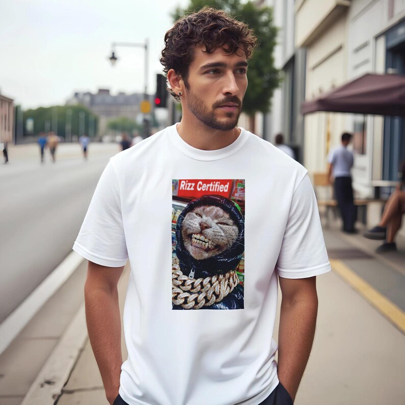 Rizz Certified Cat Unisex Crewneck 100% Cotton T-shirt image 5