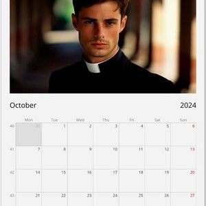 Calendario Romano Wall Calendar 2024 Hot Priest Calendar Gift Idea Gift for Her Birthday Gift Christmas Gift Gay Man Gift A3 image 7