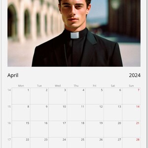 Calendario Romano Wall Calendar 2024 Hot Priest Calendar Gift Idea Gift for Her Birthday Gift Christmas Gift Gay Man Gift A3 image 3