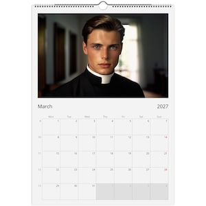 Kalender Romano 2027, A3 wandkalender met knappe priesters, Kalender met aantrekkelijke mannen afbeelding 3