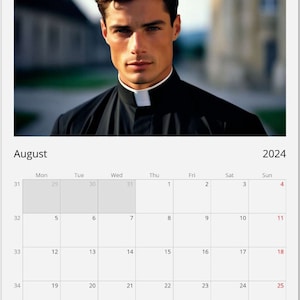 Calendario Romano Wall Calendar 2024 Hot Priest Calendar Gift Idea Gift for Her Birthday Gift Christmas Gift Gay Man Gift A3 image 5