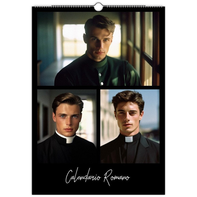 Calendario Romano Wall Calendar 2024 Hot Priest Calendar Gift Idea Gift for Her Birthday Gift Christmas Gift Gay Man Gift A3 image 1