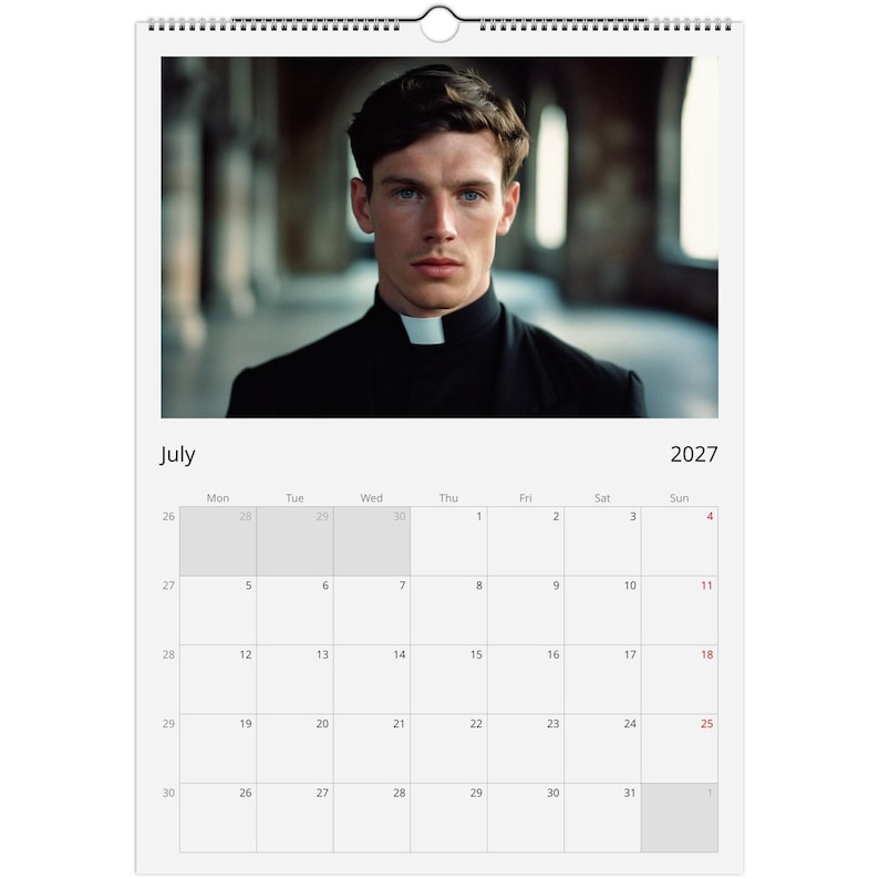 Kalender Romano 2027, A3 wandkalender met knappe priesters, Kalender met aantrekkelijke mannen afbeelding 2