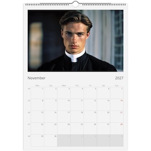 Kalender Romano 2027, A3 wandkalender met knappe priesters, Kalender met aantrekkelijke mannen afbeelding 5