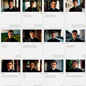 Calendario Romano Wall Calendar 2024 Hot Priest Calendar Gift Idea Gift for Her Birthday Gift Christmas Gift Gay Man Gift A3 image 2