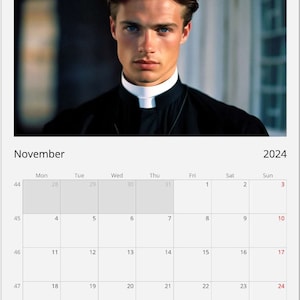 Calendario Romano Wall Calendar 2024 Hot Priest Calendar Gift Idea Gift for Her Birthday Gift Christmas Gift Gay Man Gift A3 image 4