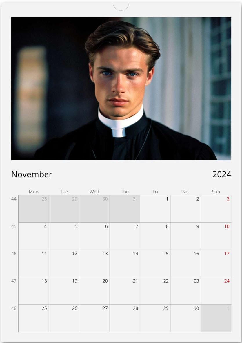 Calendario Romano Wall Calendar 2024 Hot Priest Calendar Gift Idea Gift