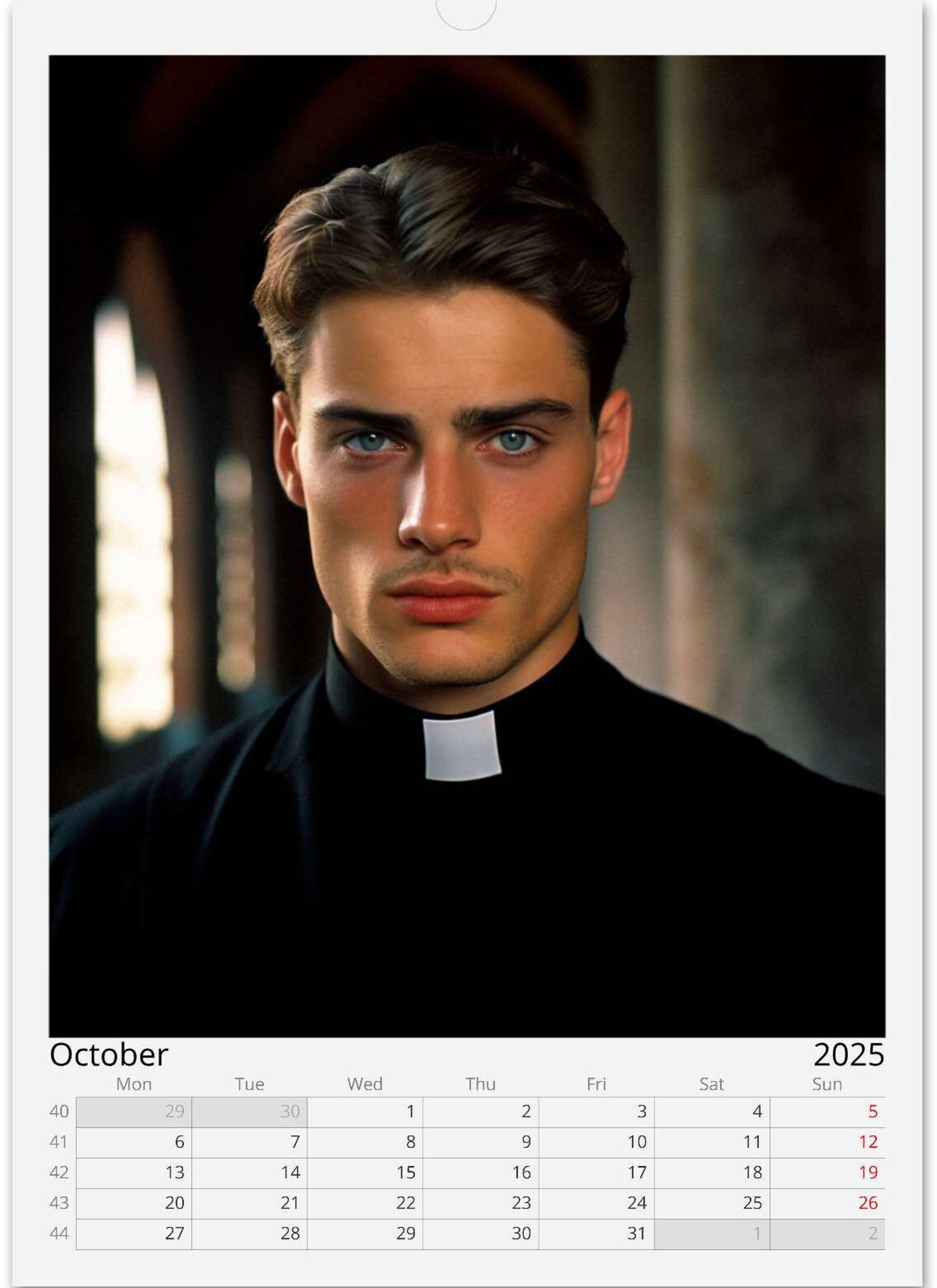Calendario Romano Wall Calendar 2025 Hot Priest Calendar Gift Idea Gift