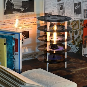 Upcycled Vinyl Record Lamp: Retro Art Deco Table Lamp