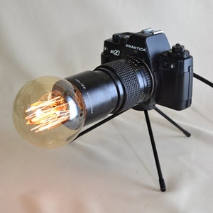 Camera Lamp Praktica- Bedside Lamp - Retro Lamp - Desk Lamp - Table Lamp - Antique Lamp - Birthday Gift - Vintage Lighting - Aer Deco Lamp