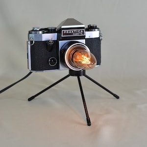 Camera Lamp Praktica- Bedside Lamp - Retro Lamp - Desk Lamp - Table Lamp - Antique Lamp - Birthday Gift - Vintage Lighting - Aer Deco Lamp