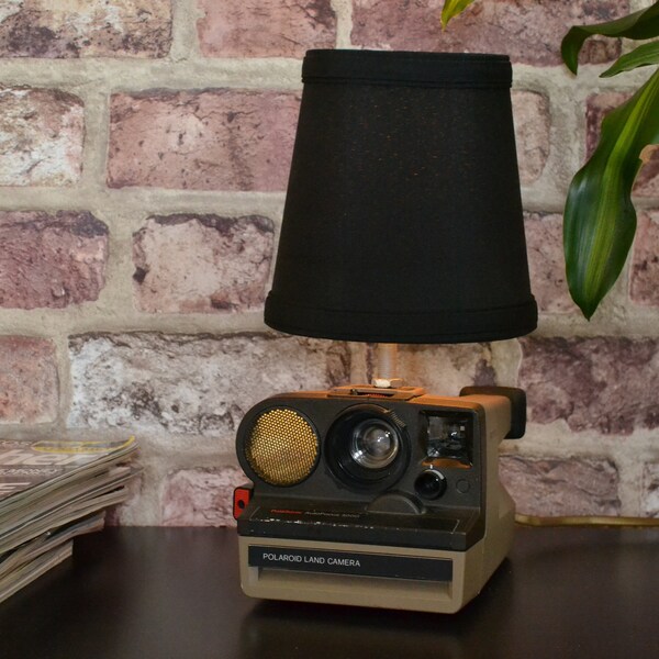 Camera Lamp Polaroid - Vintage Lamp - Retro Lamp - Desk Lamp - Table Lamp - Accent Lamp -Upcycled Camera - Office Lamp - Handmade lamp