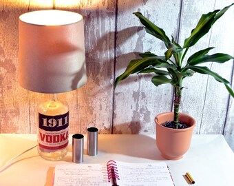 Vintage Vodka Bottle Lamp: Retro Desk Lighting with Edison Bulb