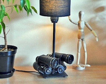 Vintage Lamp Binoculars- Bedside Lamp - Retro Lamp - Desk Lamp - Table Lamp - Antique Lamp - Birthday Gift - Vintage Lighting - Artdeco Lamp