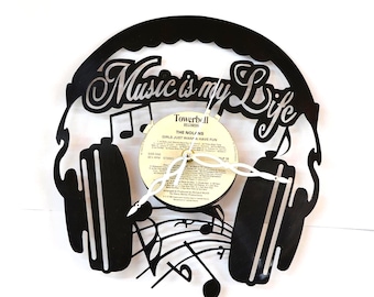 Upcycled Vinyl Record Wall Clock: Laser-Cut Retro Decor