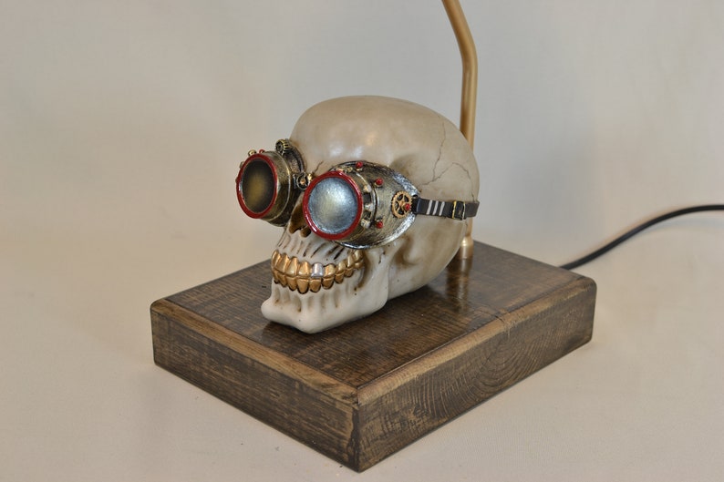 Skull Lamp Vintage Lamp Bedside Lamp Retro Lamp Desk Lamp Table Lamp Antique Lamp Sideboard Lamp Art Deco Lamp Steampunk image 8