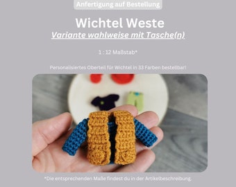 Wichtel Zubehör / Wichtelweste / Weste für Wichtel / Mini Westchen / Oberbekleidung / Miniatur im Maßstab 1:12 / Anfertigung auf Bestellung