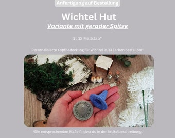 Wichtel Zubehör / Wichtel Hut mit gerader Spitze / Zauberhut / Hexenhut / Halloween / Miniatur im Maßstab 1:12 / Anfertigung auf Bestellung