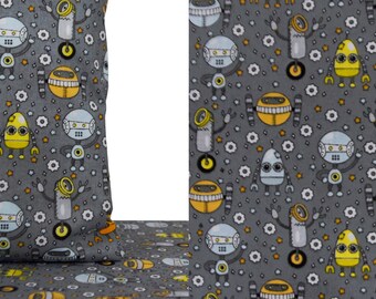 4.20 EUR/Meter - 50 cm FABRIC COTTON Decoration fabric robot pattern for boys grey