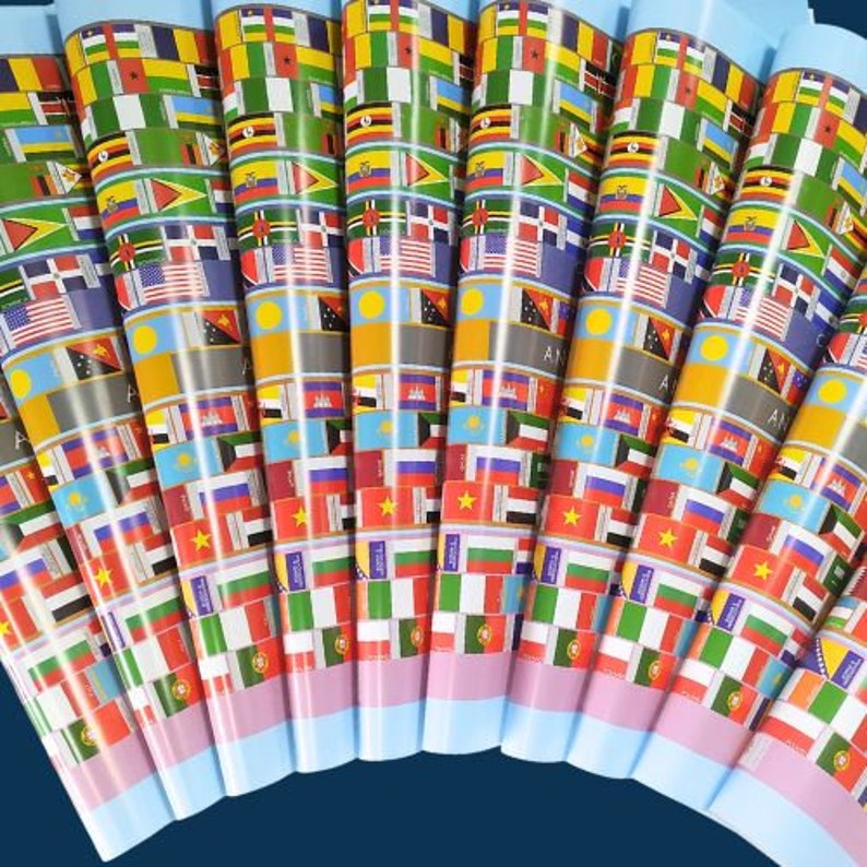 eVincE Set of 10 Flags Gift Wrapping Paper All Country World Map Globe Birthday Christmas Halloween Fathers day Office Gifts image 5