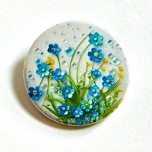 Alzheimers Awareness Forget Me Not blue flowers button badge brooch Dementia 38 mm