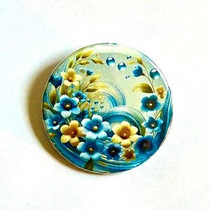Forget Me Not , Alzheimers Awareness , blue flowers button badge brooch Dementia 38 mm
