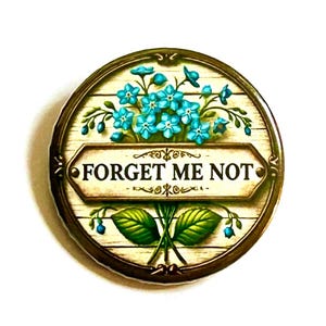 Forget Me Not , Alzheimers Awareness , blue flowers , button badge brooch . Dementia , 38 mm