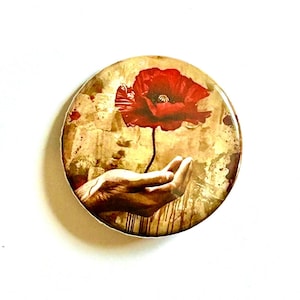 Poppy Day Remembrance Day Brooch - Lest We Forget Button Badge 38 mm