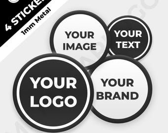 Metal Stickers Custom car / Wheels Center Cap Logo Badge Wheel Trims Rims Decal (4pcs set) (1mm metal) All Models or Brands