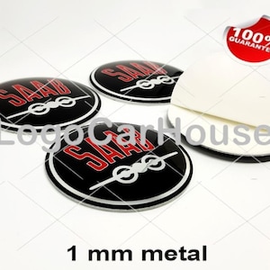 Metal Stickers - car wheel center cap stickers - set of 4 - SAAB  8 Vintage Airplane