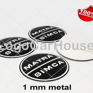 Adesivi in metallo - adesivi per coprimozzo ruota auto - set di 4 - MATRA SIMCA 1 Vintage