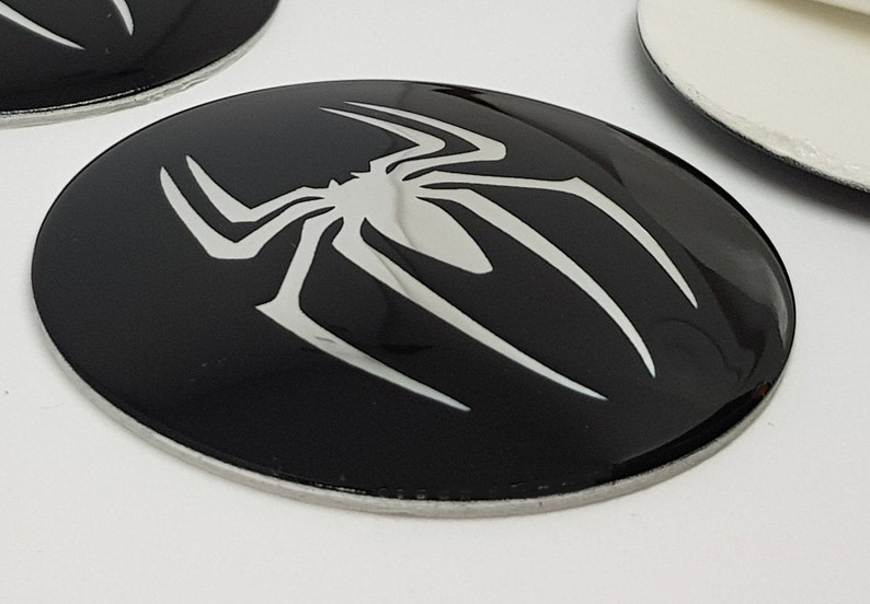Metal Stickers - car wheel center cap stickers - set of 4 - SPIDER image 2